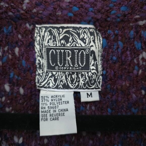 Anthro Curio Vintage Plum Cottagecore Chunky Knit Covered Buttons Petticoat M - Picture 10 of 16